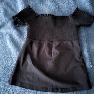 Women's Cute Black Blouse Top - Size S - Black - Elastic Chest Area